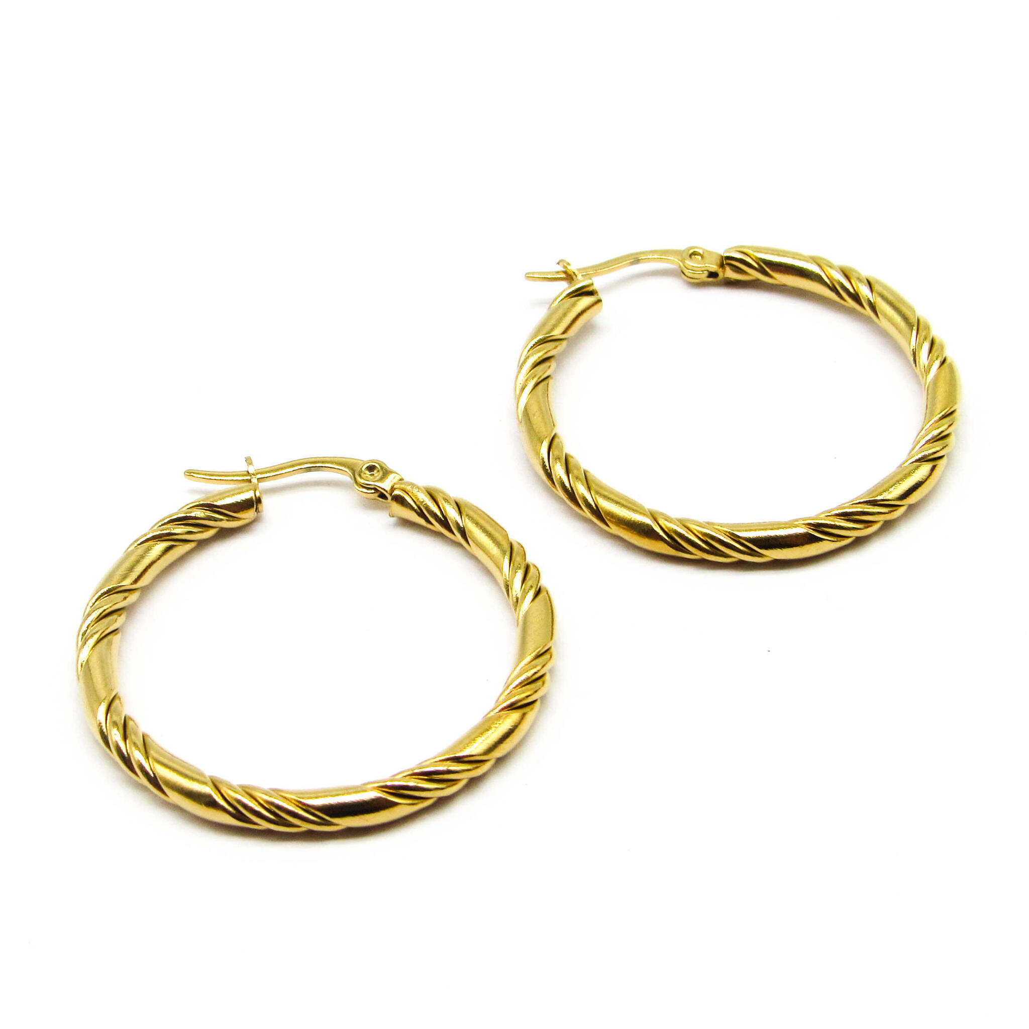 AROS ARGOLLA TORZADA 30MM /ACERO DORADO