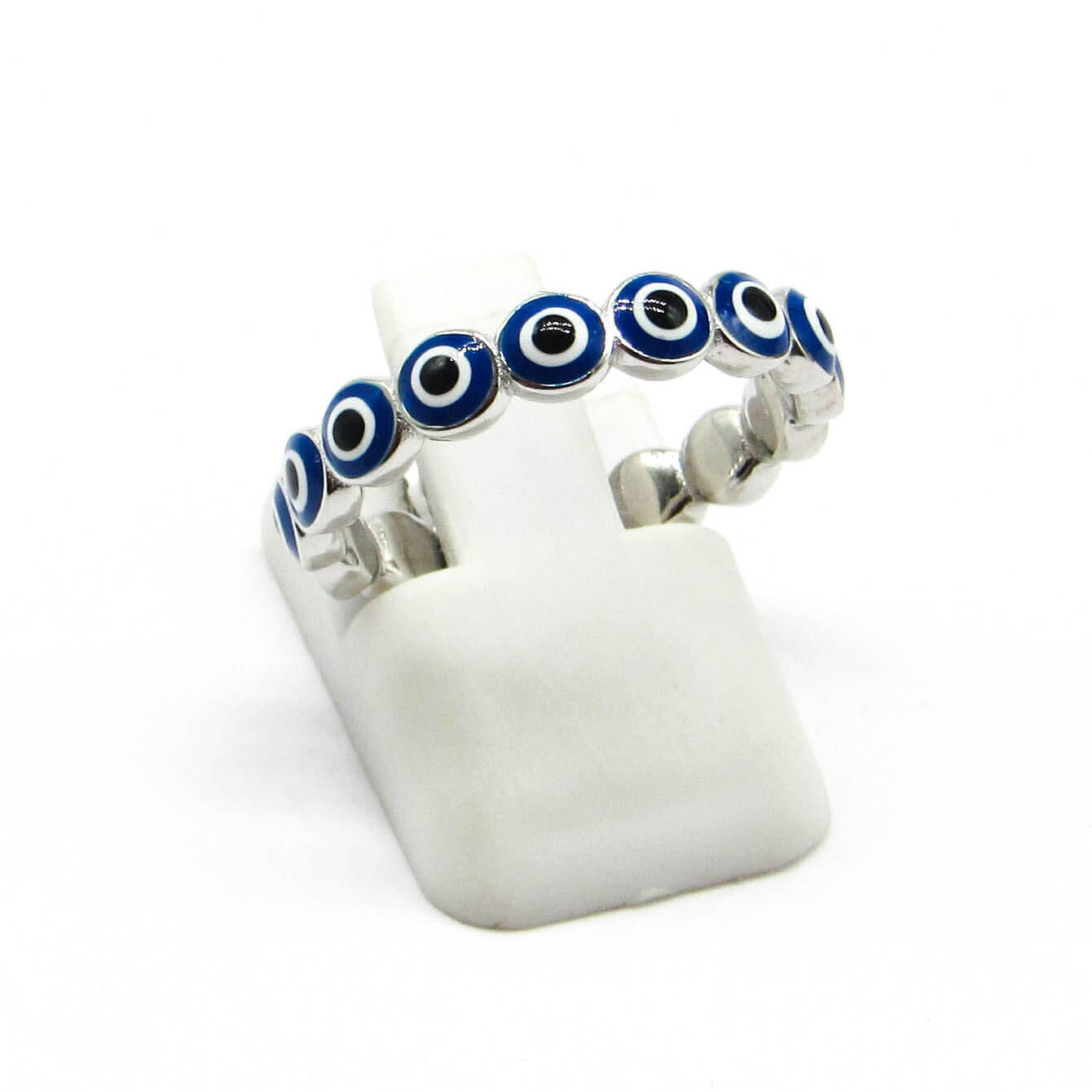 ANILLO OJOS AZUL /PLATA