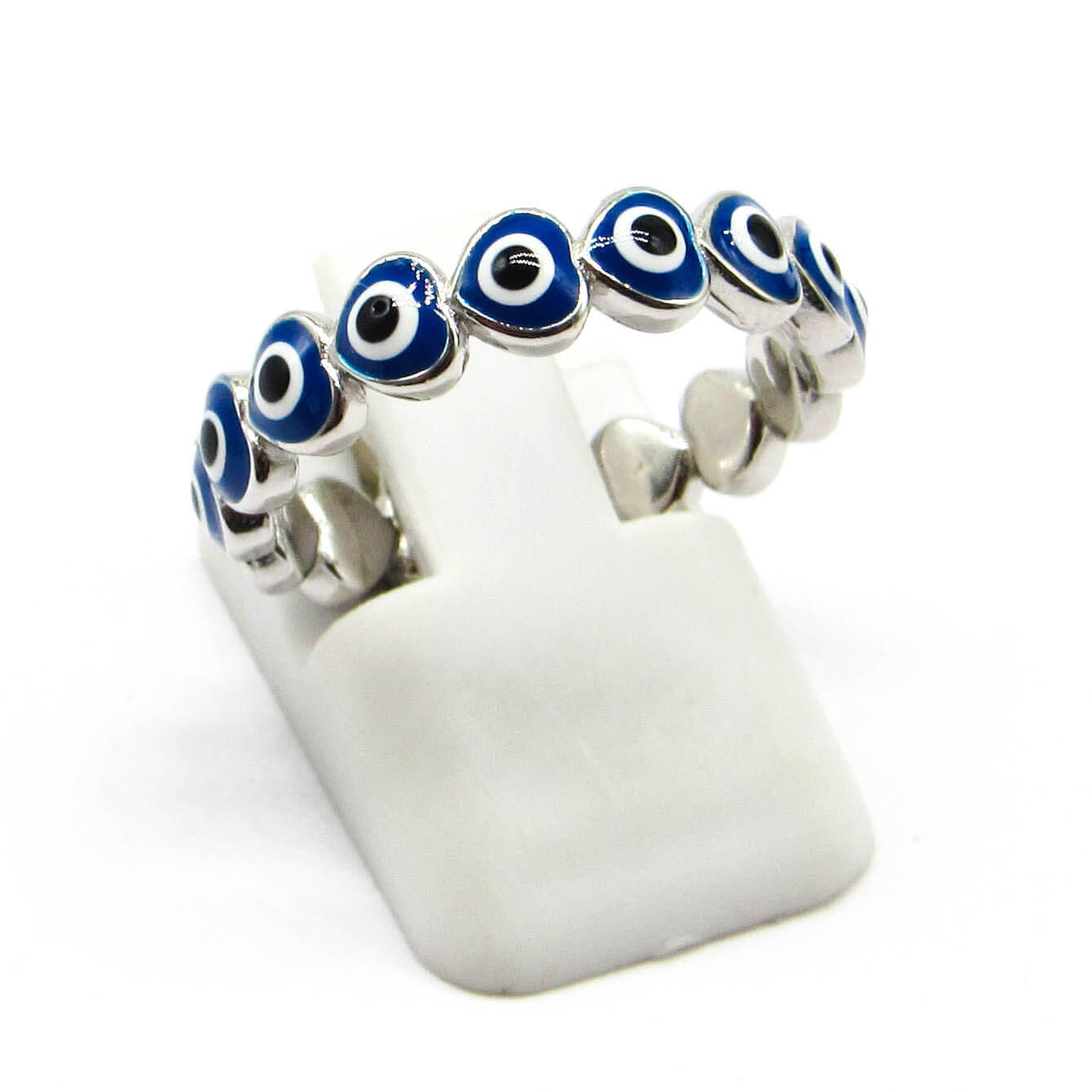 ANILLO OJOS AZUL CORAZON /PLATA