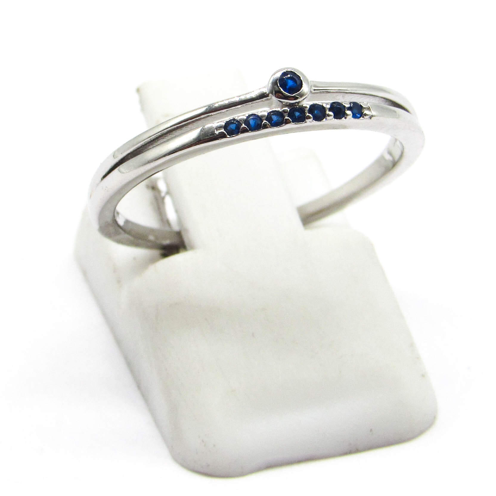 ANILLO DOBLE CUBICS AZUL /PLATA