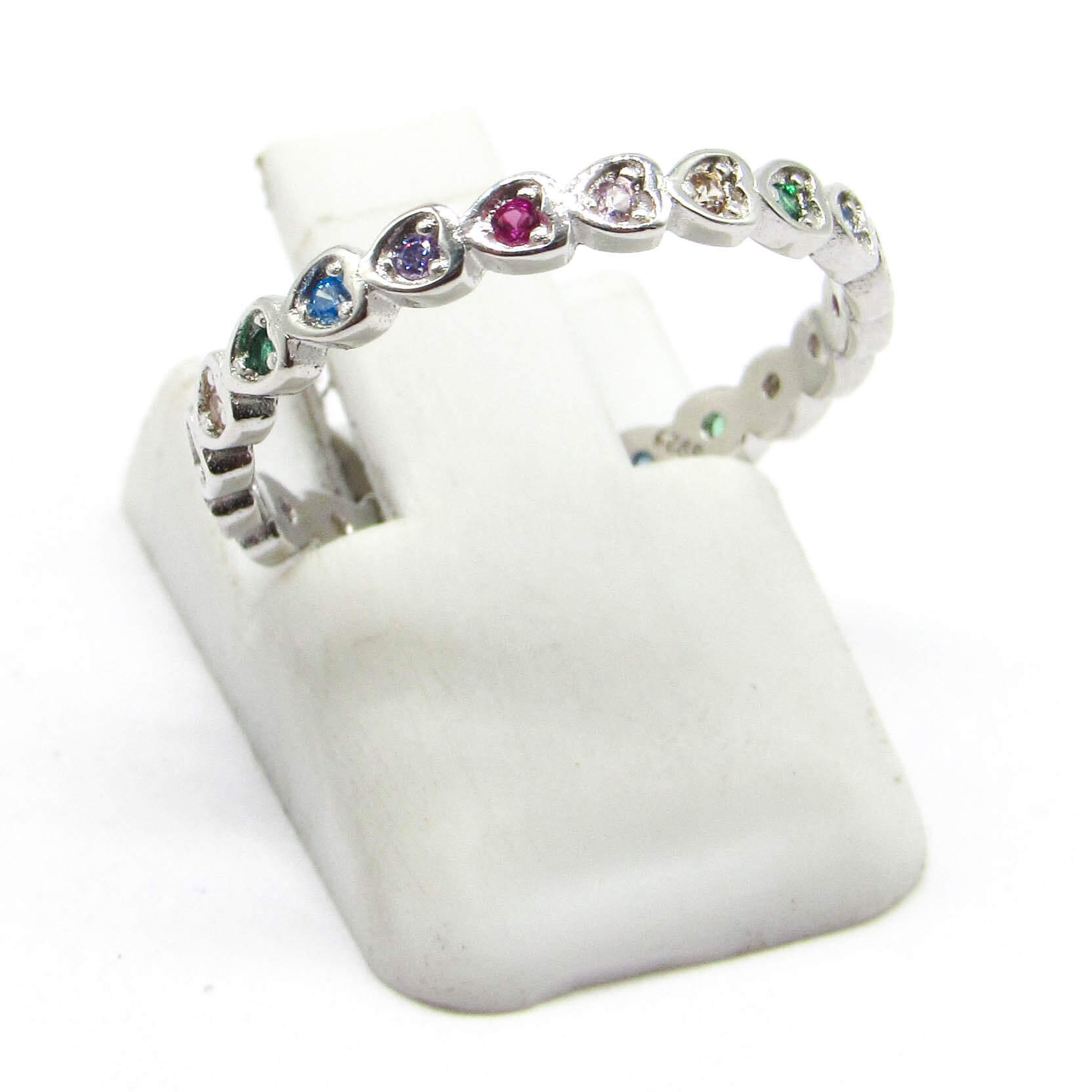 ANILLO SIN FINCORAZONES CUBICS MULTICOLOR/PLATA