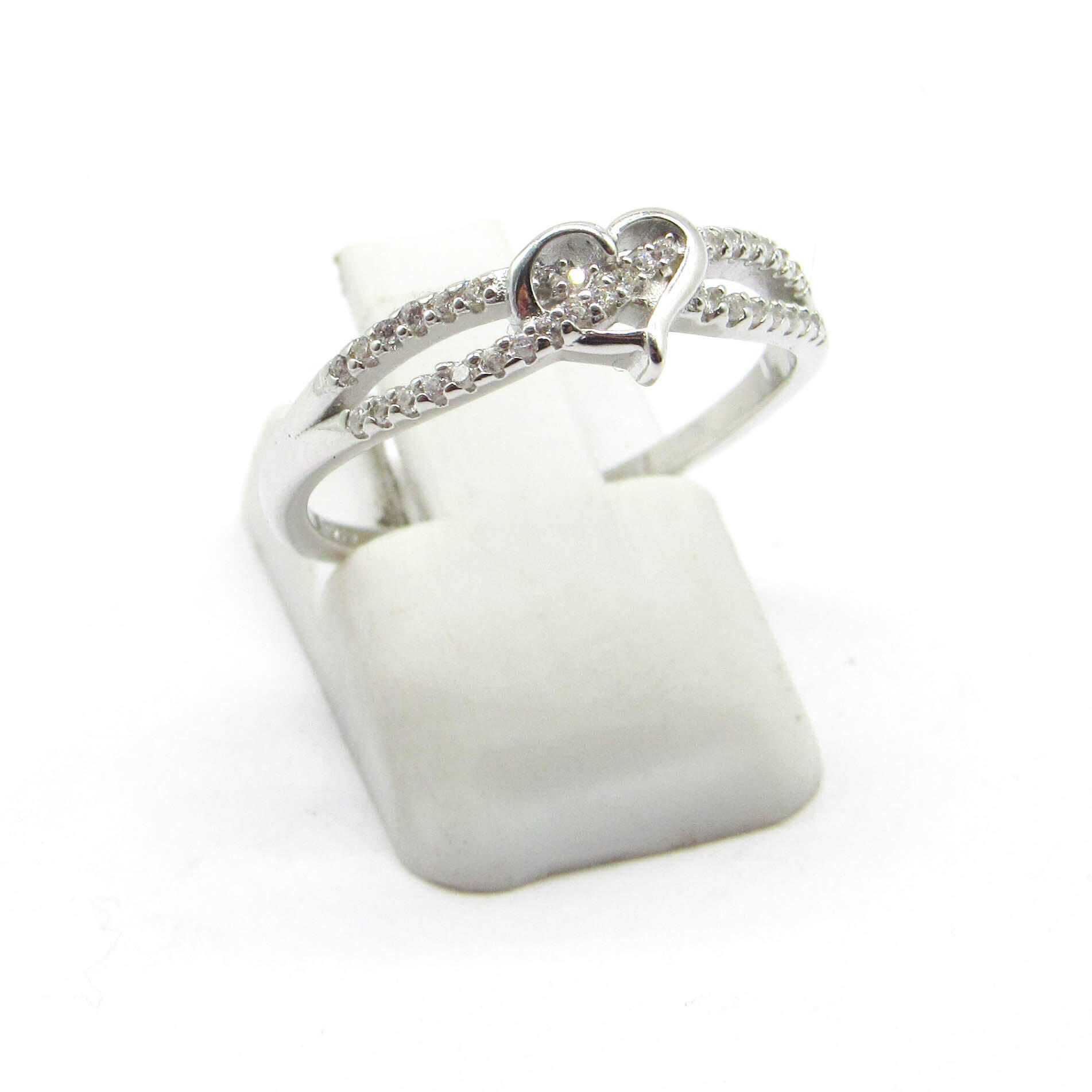 ANILLO DOBLE CORAZON CUBICS /PLATA