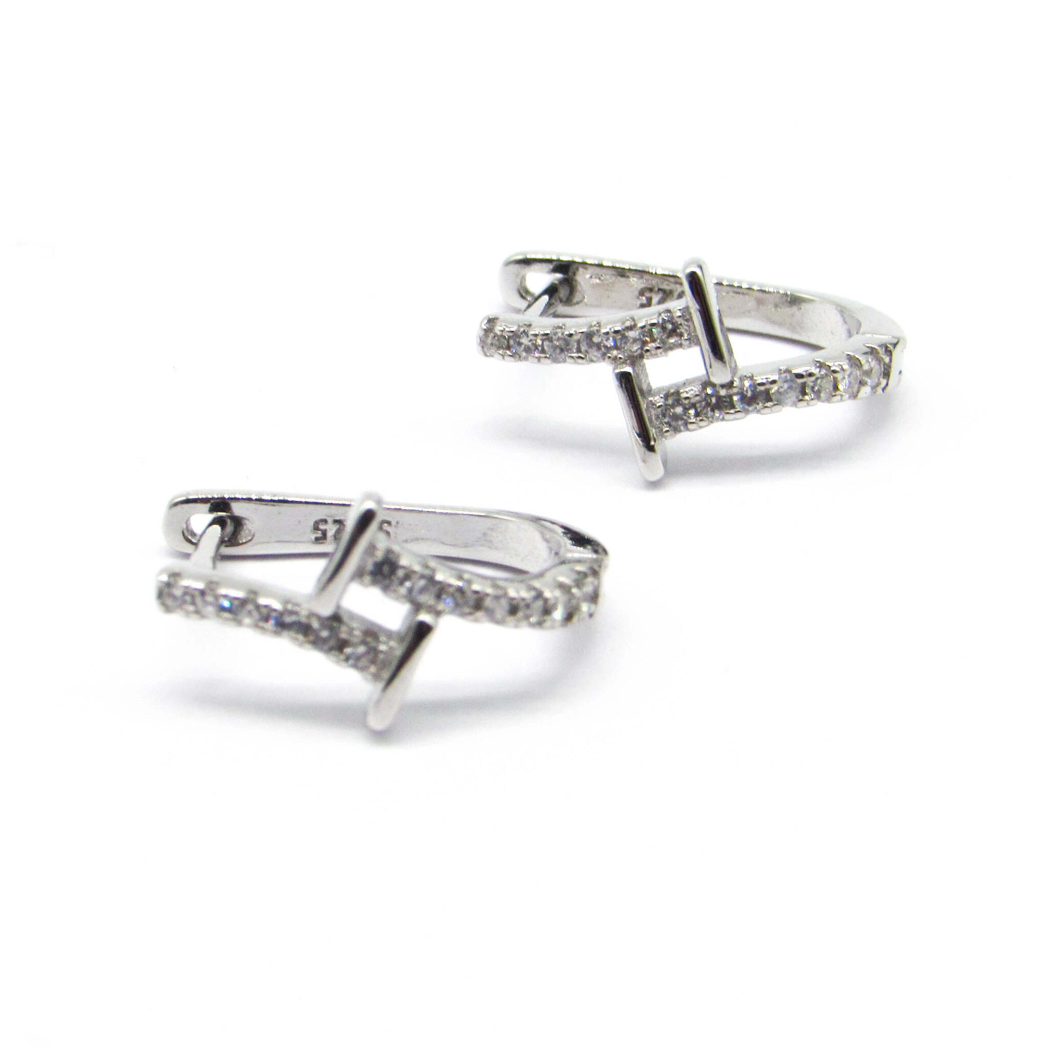 AROS ARGOLLA BISAGRA DOBLE CUBICS /PLATA