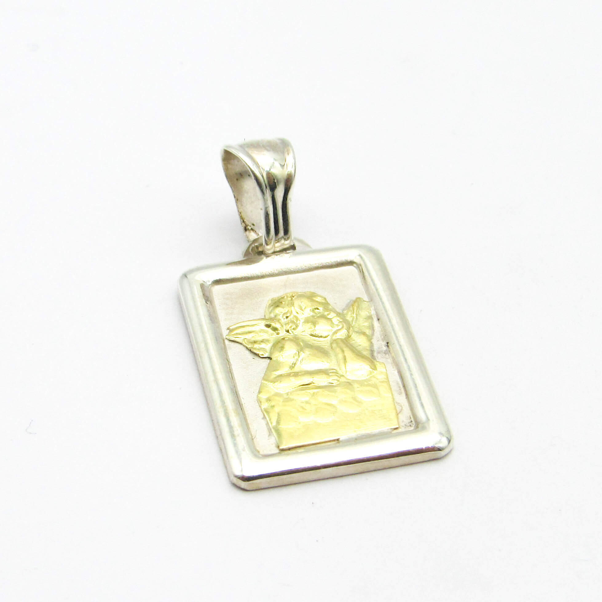 MEDALLA ANGEL RAFAEL VIROLA 17x22MM / PLATA Y ORO