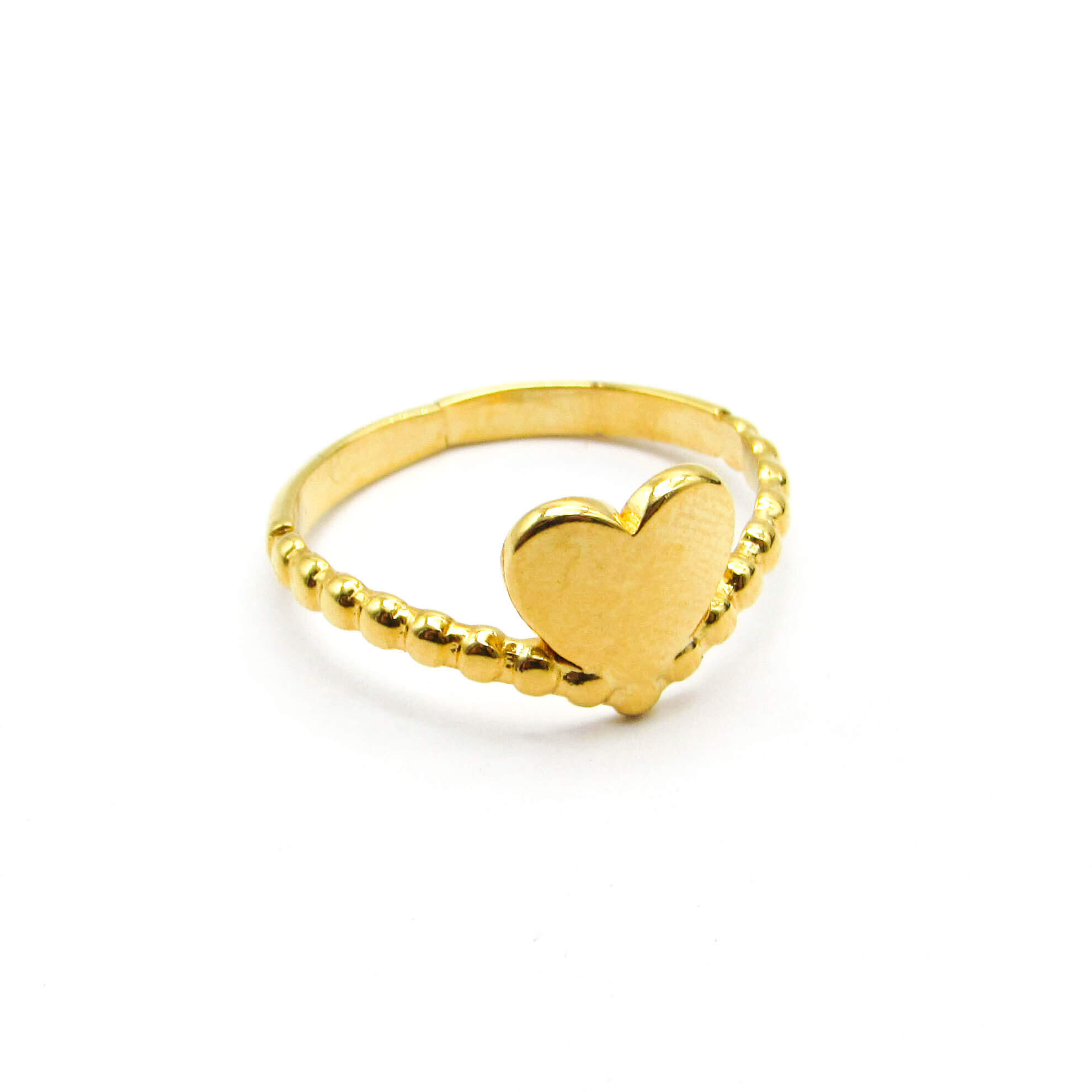 ANILLO ABIERTO CORAZON /ACERO DORADO